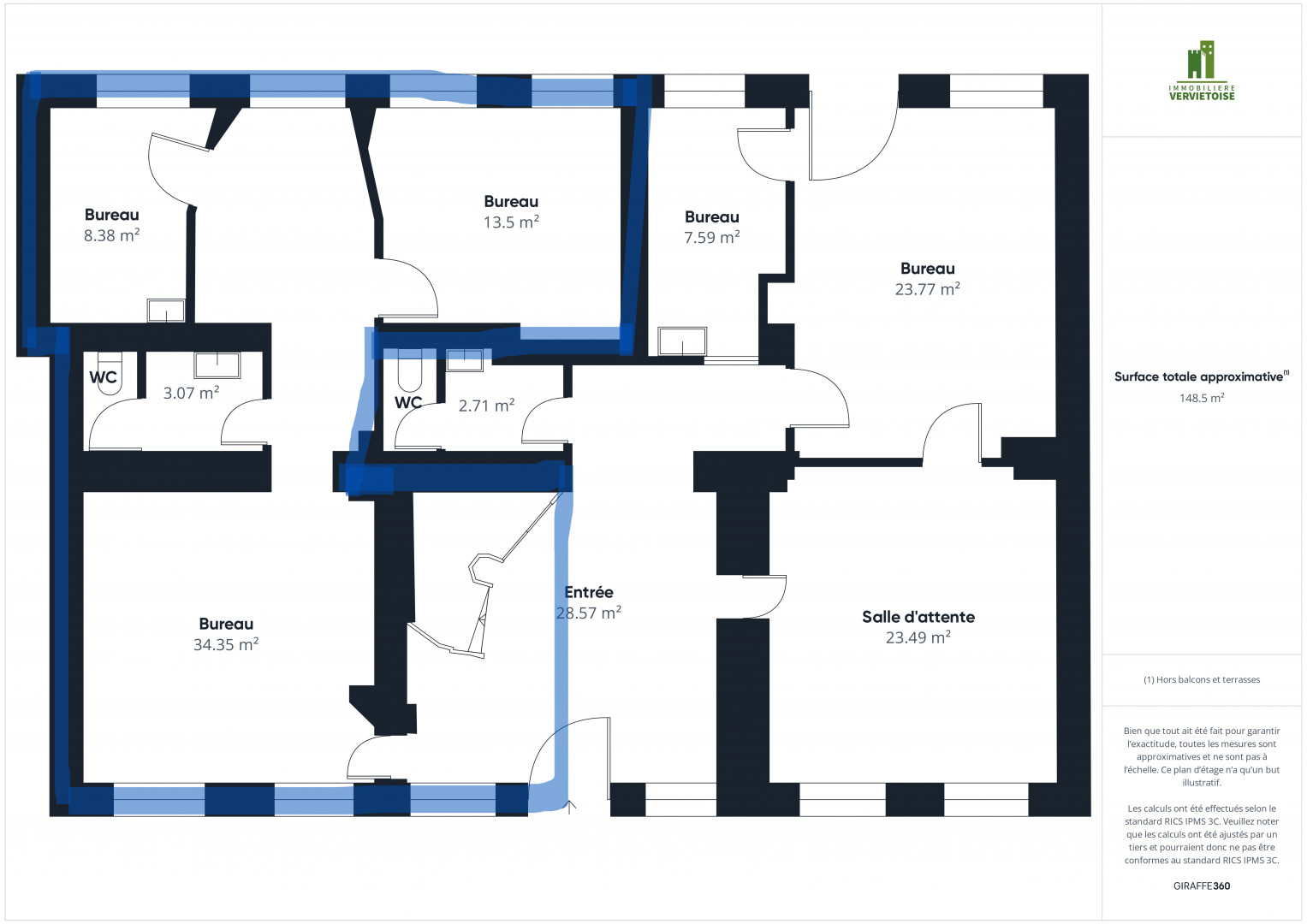 Galerie de Trois spacieux bureaux à louer à Heusy