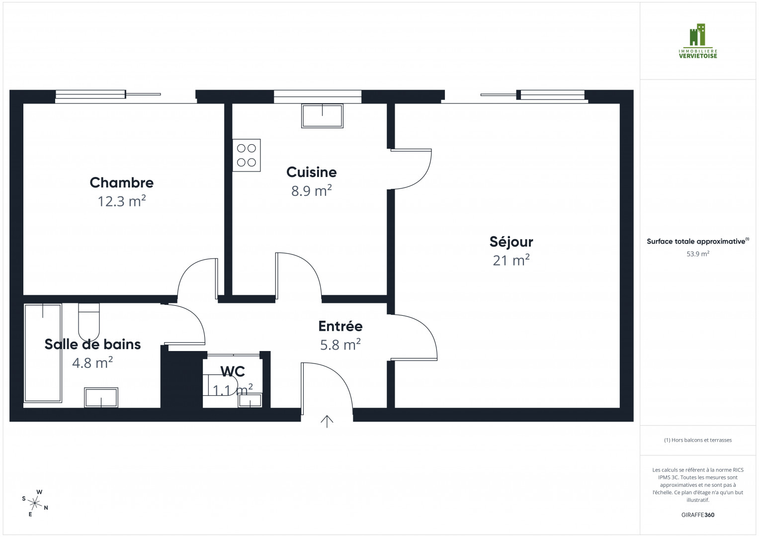 Galerie de HEUSY, avenue du Chêne - Bel appartement 1 chambre avec Balcon